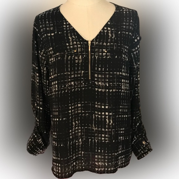 Apt. 9 Black and White Blouse Size PXL - Picture 1 of 9